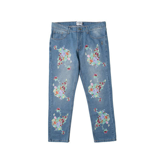 Calça Flower Denim